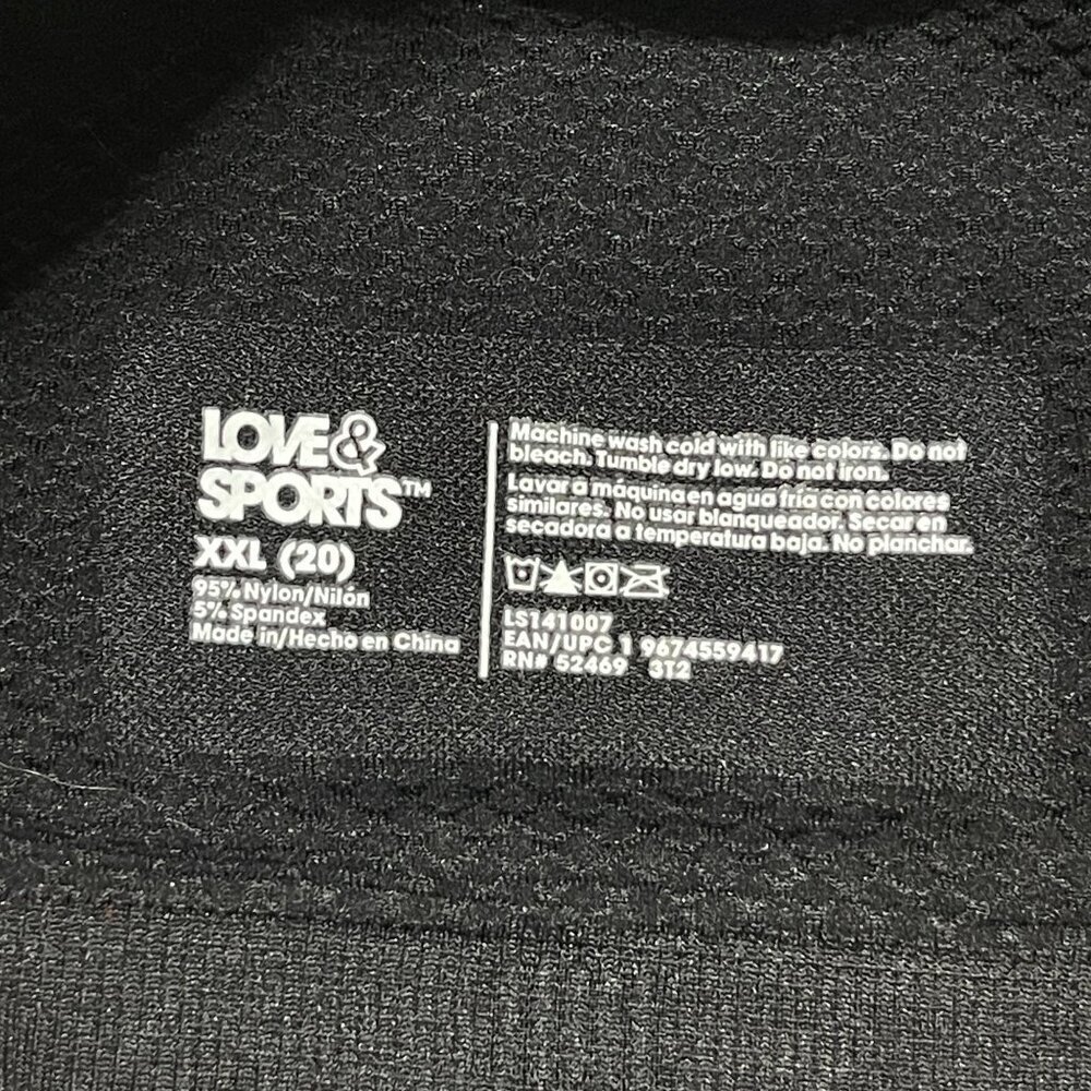 New Love & Sports Bra Athletic Black Soot Crossback Size XXL (20) - Picture 6 of 6